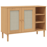 SENJA Rattan Look Brown Sideboard 44.1x15.7x31.5 Solid Pinewood